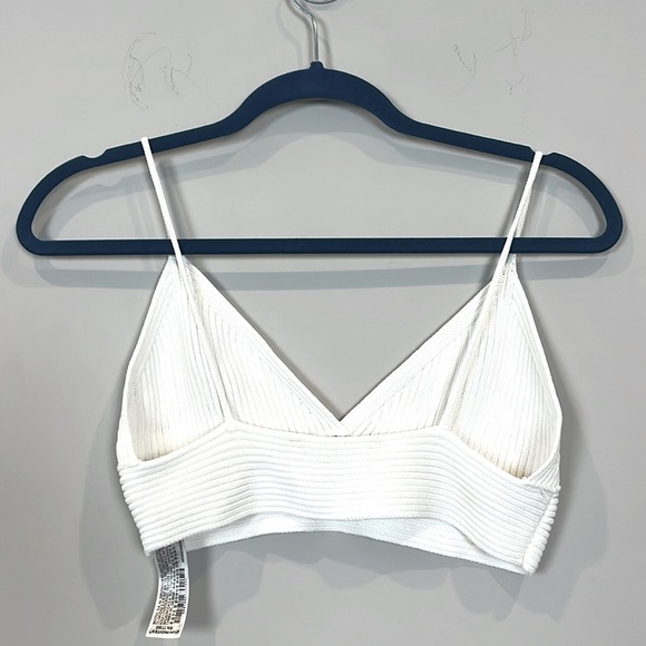 Zara Women’s White Textured Ribbed White Bralette Top Size Medium - Picture 2 of 5